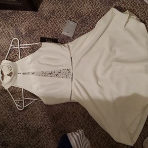White halter dress with lace